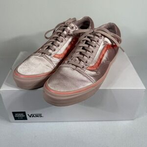 Vans Mens 11.5 Old Skool‎ LX Satin Rose Gold Coral Stripe Sneakers Shoes w/ Box